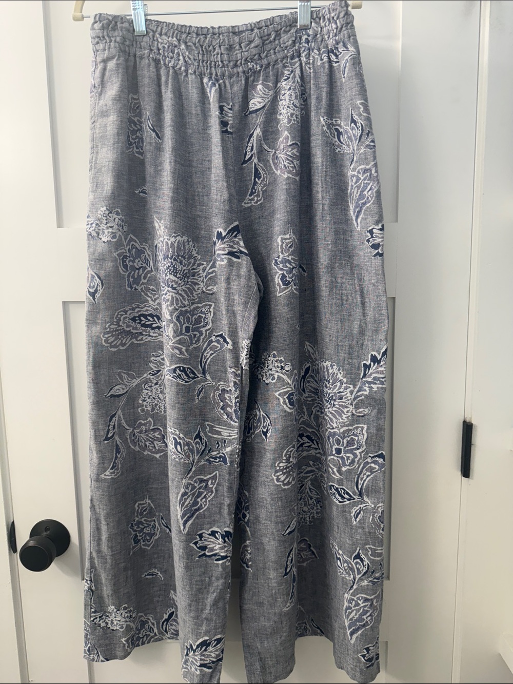 Habitat Blue Floral Linen Wide-Leg Pants